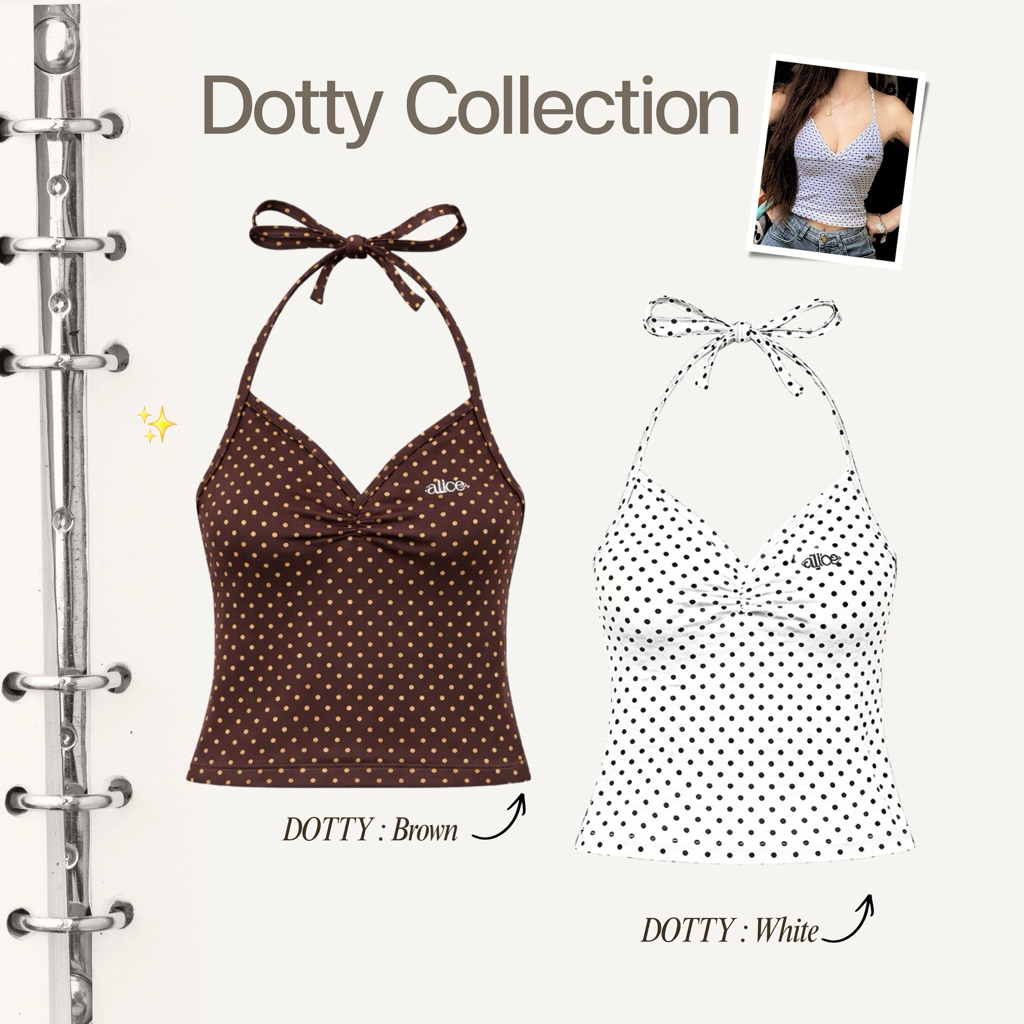 Dotty Top เสื้อสายเดี่ยวผูกคอ Polka dot