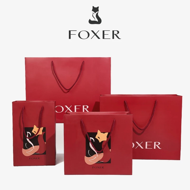 FOXER ถุงของขวัญ ถุงกระดาษ สีแดง