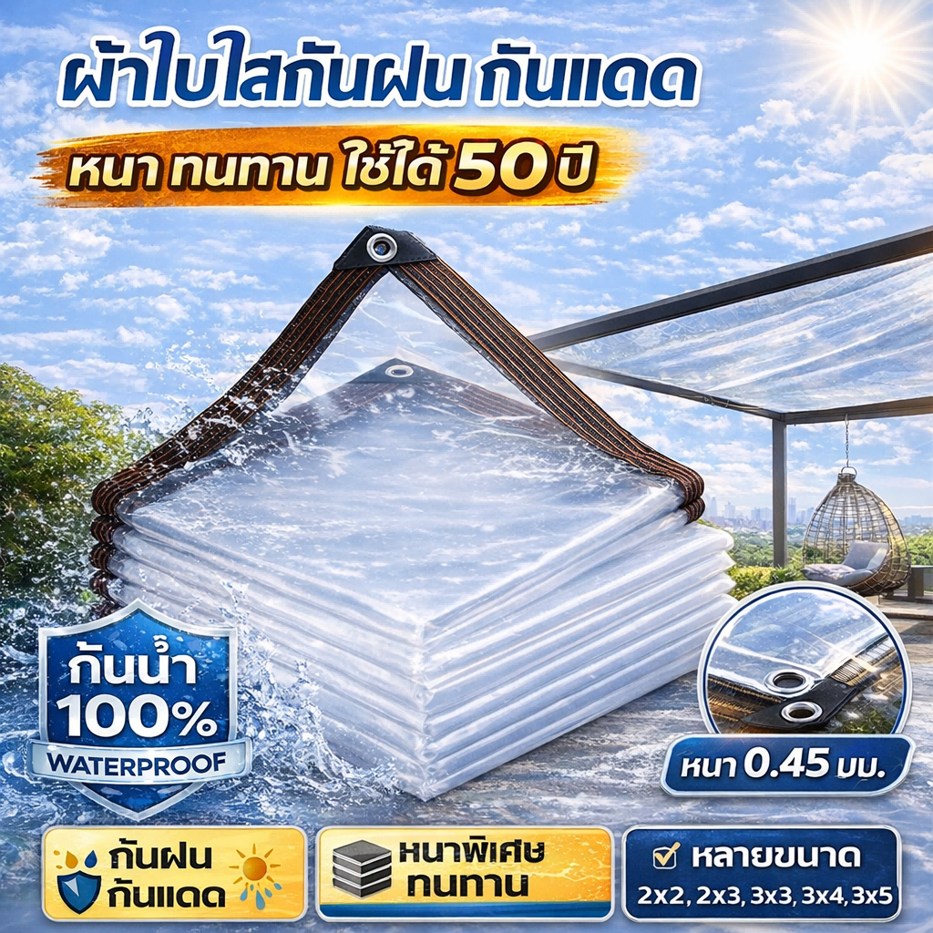 🔥ซื้อ1แถม1ค่ะ🔥ผ้ายางกันฝน ผ้าใบกันแดดกันฝน ผ้าใบใส ไซโกญี่ปุ่น PVC กันน้ำกันฝนกันแดดเหมาะกับร้านค้าพ่อค้าแม่ค้าข้างถนน