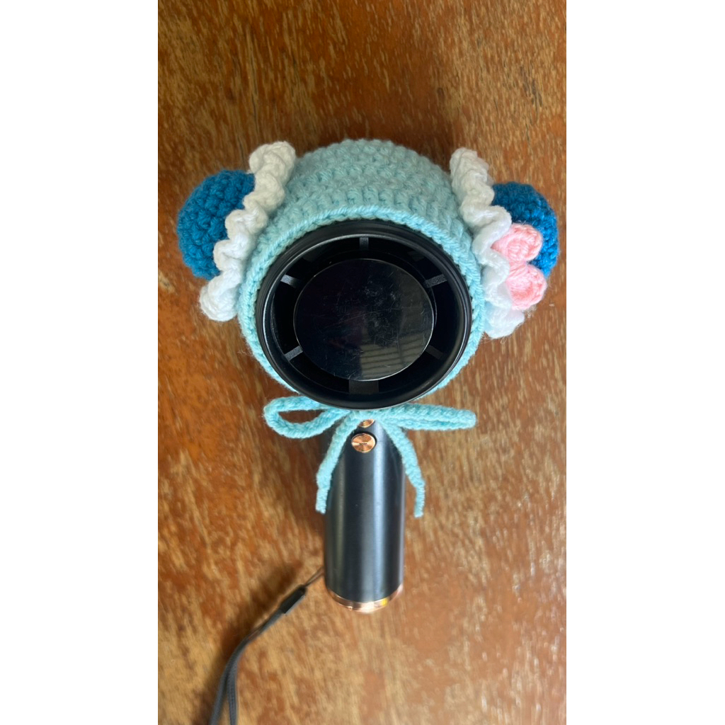 เคสพัดลมมือถือถัก_มัดจุกฟ้า_แจ่งรุ่นพัดลมก่อนสั่ง🩵💙