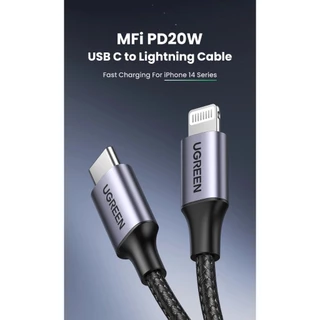 UGREEN MFiตรวจสอบสิทธิ์USB-C Fast charging cable สายชาร์จเร็วนี้ ใช้งานได้ดีiPhone14 13 12 11 8 XR MAX Type-c Data cable