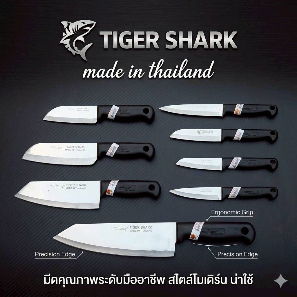 มีดทำครัวแบบกีวี่KIWI(คมมาก) 3 แบบ 3 ขนาด made in Thailand(ไทย) Tiger Shark คมมาก จับถนัดมือ
