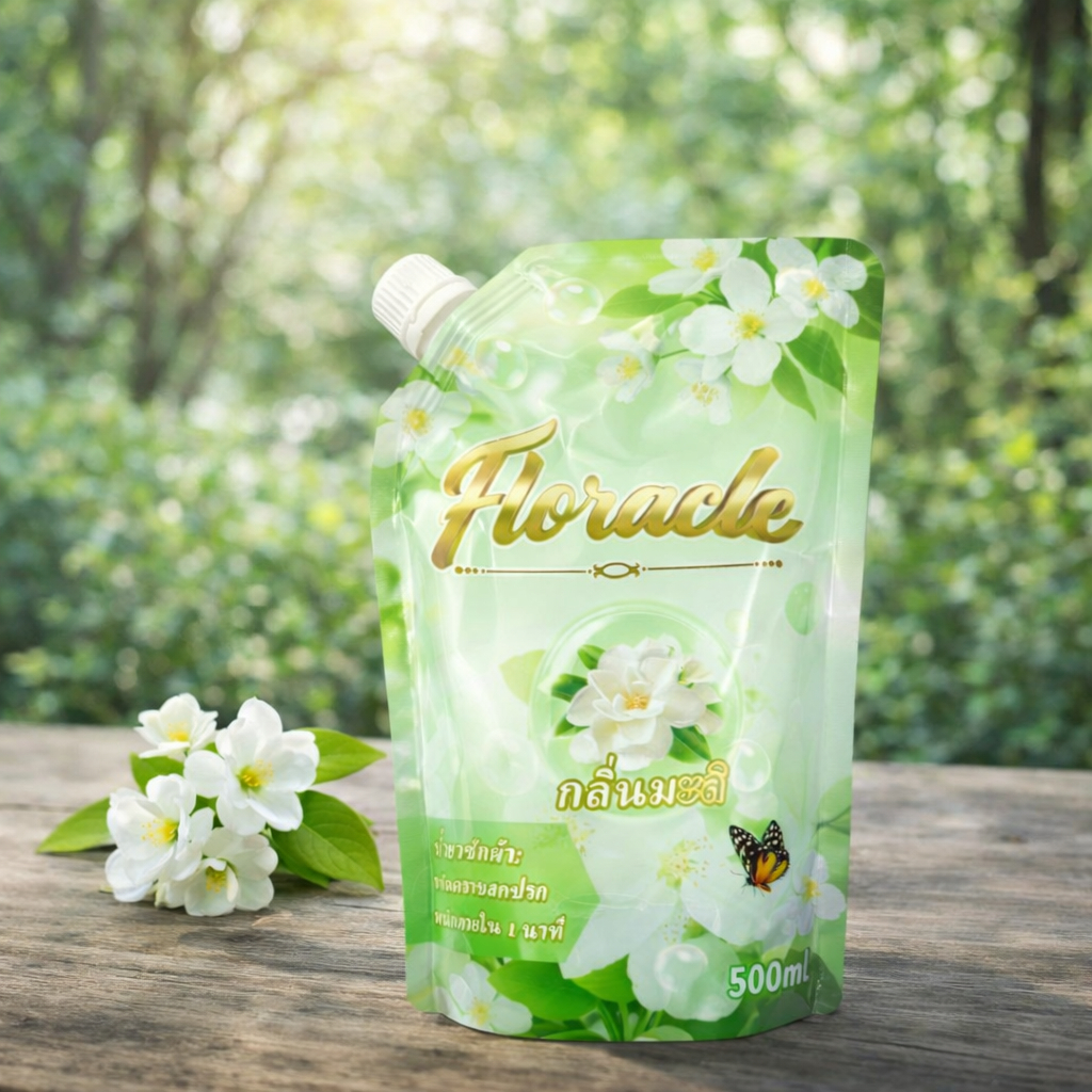 Floracle น้ำยาซักผ้า กลิ่นมะลิ สูตรเข้มข้น 500ml ซักสะอาด ขจัดคราบ กลิ่นหอมติดผ้านาน