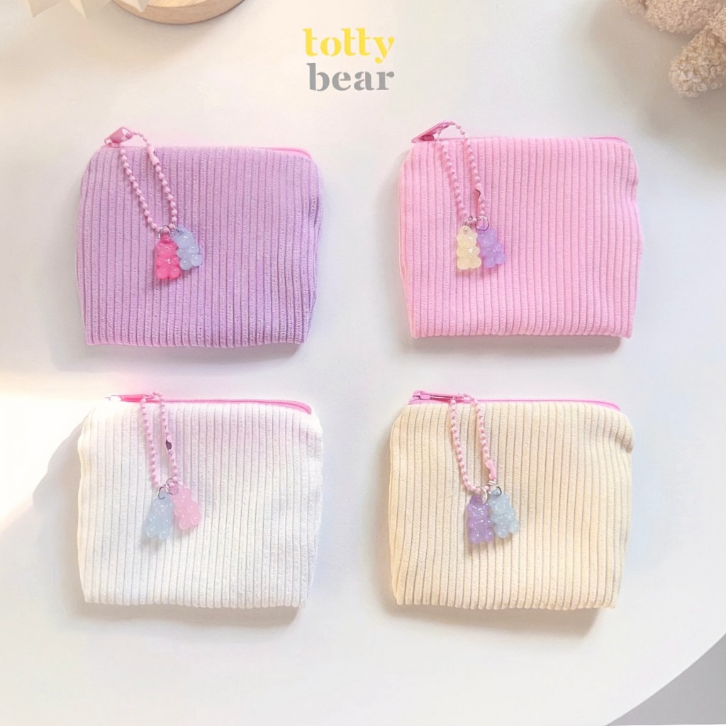 ʕ•ᴥ•ʔ กระเป๋าลูกฟูก ใส่เหรียญ สตางค์ แบงค์ได้ มีถึง 12 สีน่ารัก