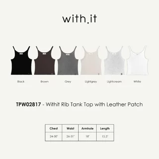 Withit Rib Tank Top with Leather Patch เสื้อสายเดี่ยว - TPW02817