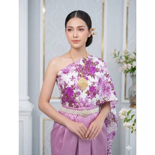 สไบลายดอก เย็บสำเร็จเกาะอก ยางยืด ฟรีไซส์ อก 32-42