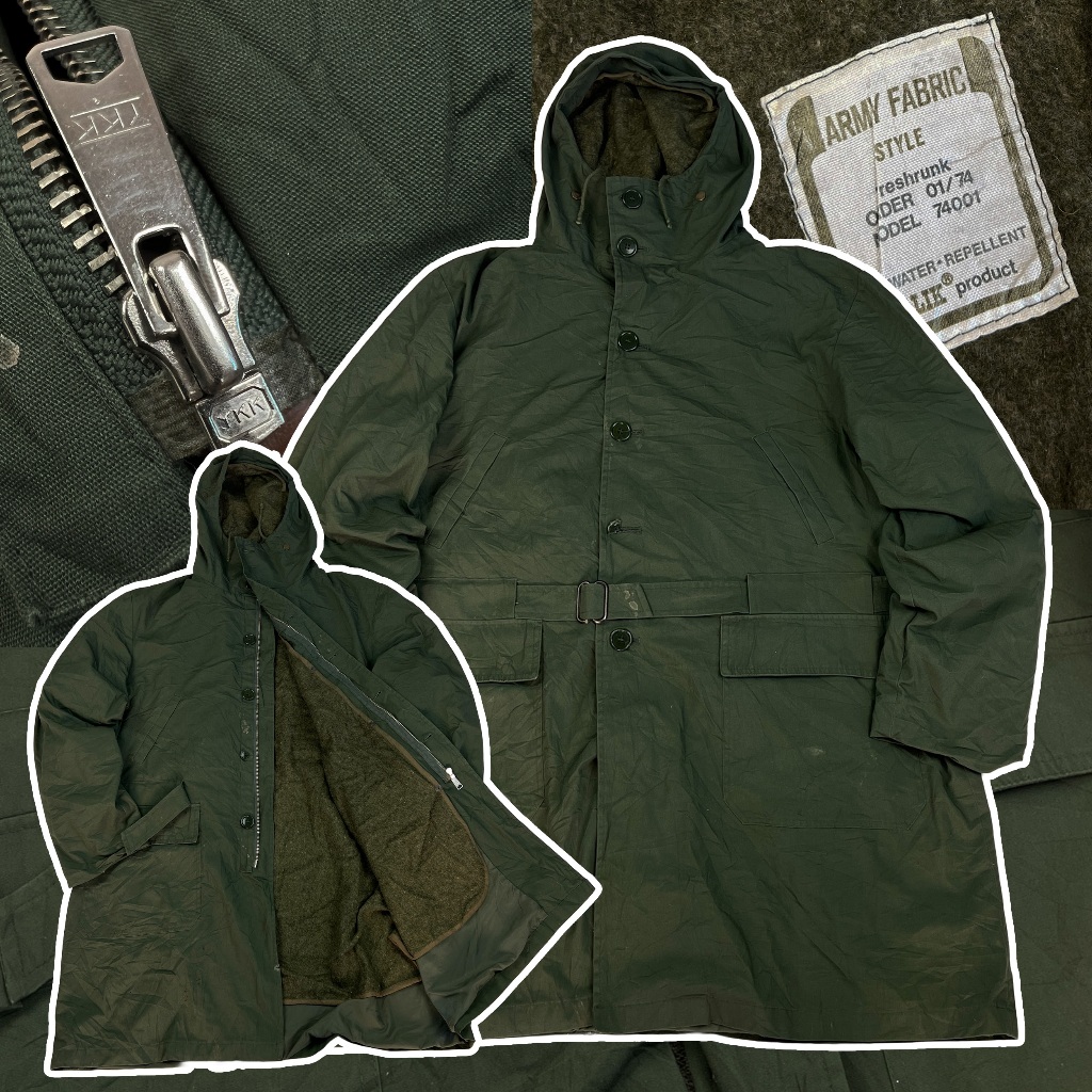 แจ็คเก็ตวินเทจ 70s Vintage Military Style M-47 Overcoat SALIK Wool Pile Liner Jacket - Army Fabric  