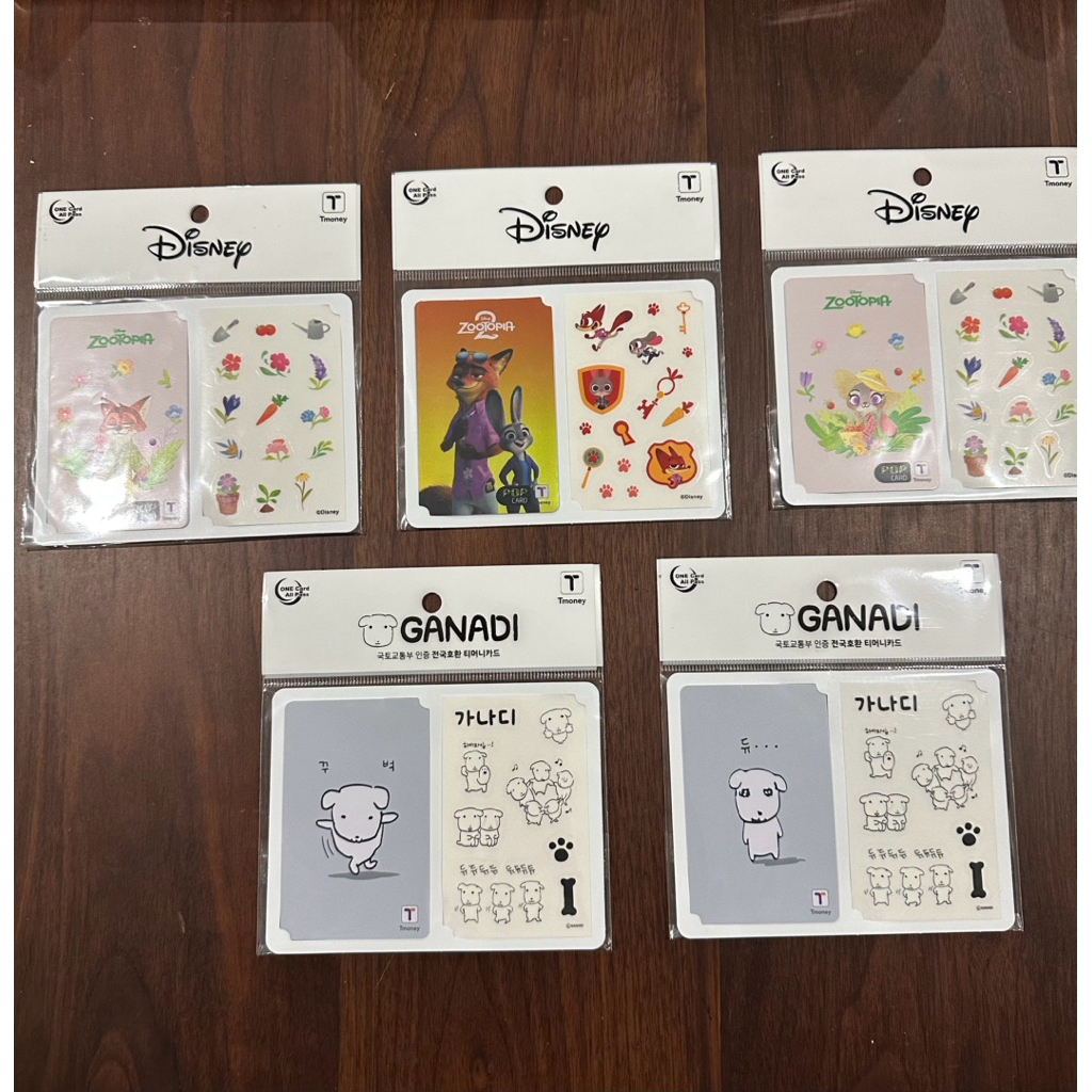 T-money Card ลาย Disney / Ganadi พร้อมสติ๊กเกอร์ เซ็ตน่ารัก ใช้ขึ้นรถไฟ-บัสเกาหลี ของแท้จากเกาหลี