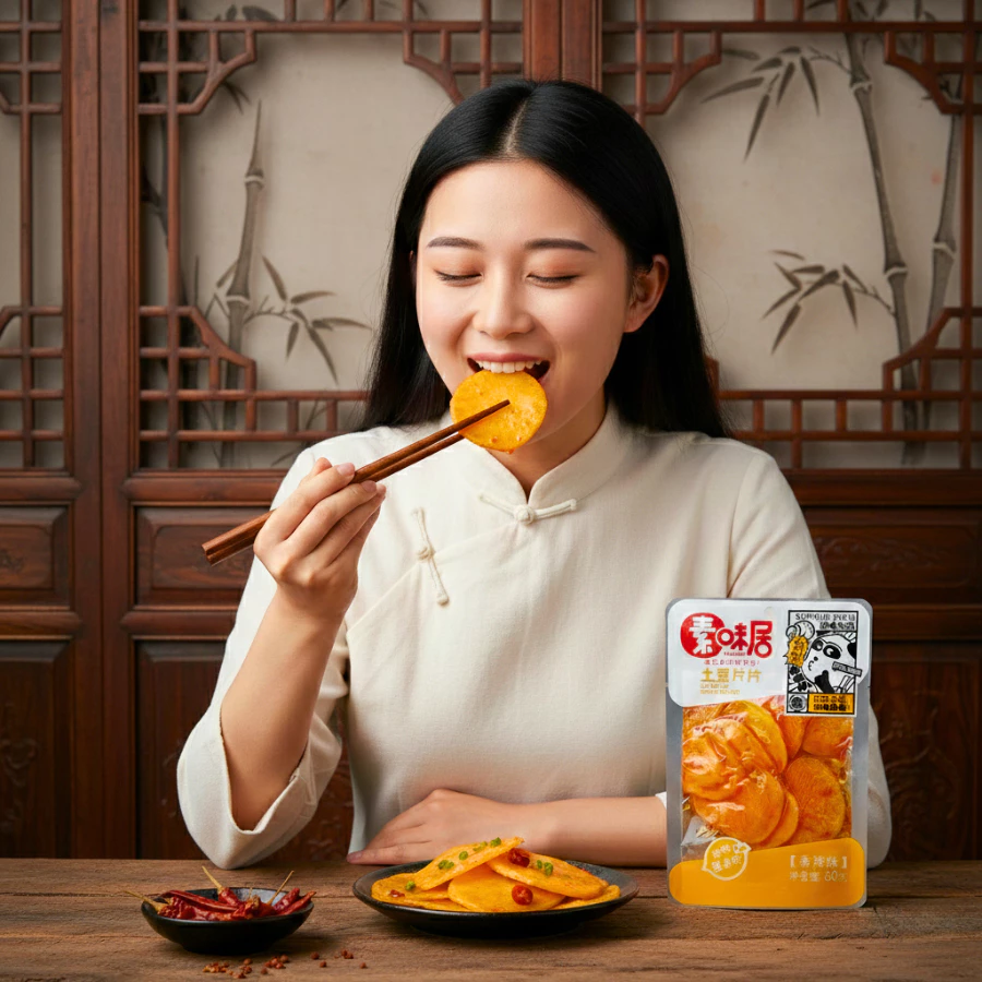 ของทานเล่น  มันฝรั่ง รากบัว หน่อไม้ ปรุงรสหม่าล่าเสฉวน รวมรสความอร่อย  60กรัม รสเผ็ดเบาๆ กรอบหอมอร่อย กินเพลิน thumbnail 4