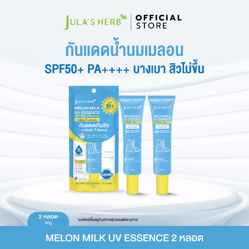 [เซต 2 ชิ้น] กันแดดนํ้านมเมลอน 2 หลอด จุฬาเฮิร์บ SENSITIVE SUNSCREEN