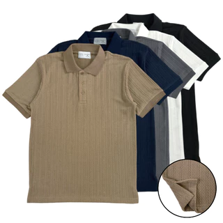 Rope Knit Polo เสื้อโปโลถักลายเชือกสุดคลาสสิก สีน้ำตาลอ่อน,กรม,เทาเข้ม,ขาว,ดำ,เขียว