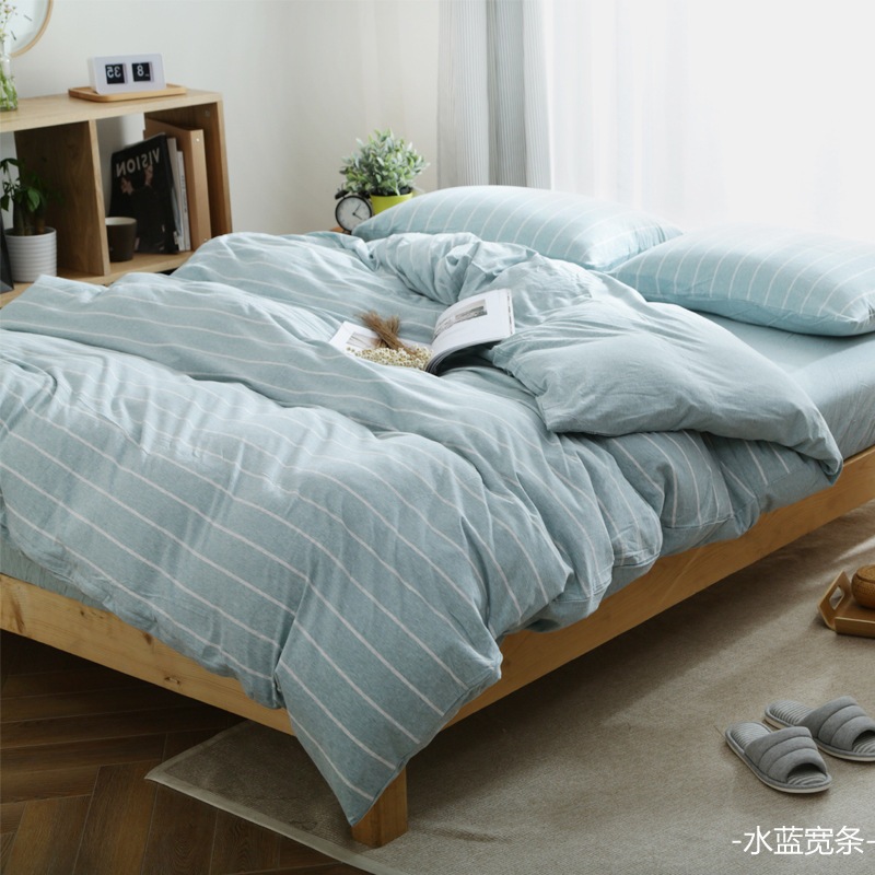 ชุดเครื่องนอน bedding set 4ชิ้น(ผ้าปูที่นอนx1 ปลอกผ้านวมx1 ปลอกหมอนx2) 6ฟุต ใช้กับที่นอน6-12นิ้ว รัด