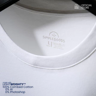 SIMPLEGOODS เสื้อยืดผู้ชายสีขาว คอตตอน 100% ผ้านุ่มเบาเหมือนไม่ได้ใส่ ด้วยนวัตกรรม Lighthweighty