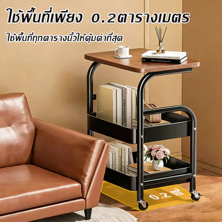 โต๊ะข้างเตียงแบบรถเข็นขนาดเล็ก โต๊ะข้างแบบเคลื่อนย้ายได้ ชั้นวางขนม โต๊ะกาแฟ/โต๊ะข้างเตียงสำหรับใช้ในบ้าน