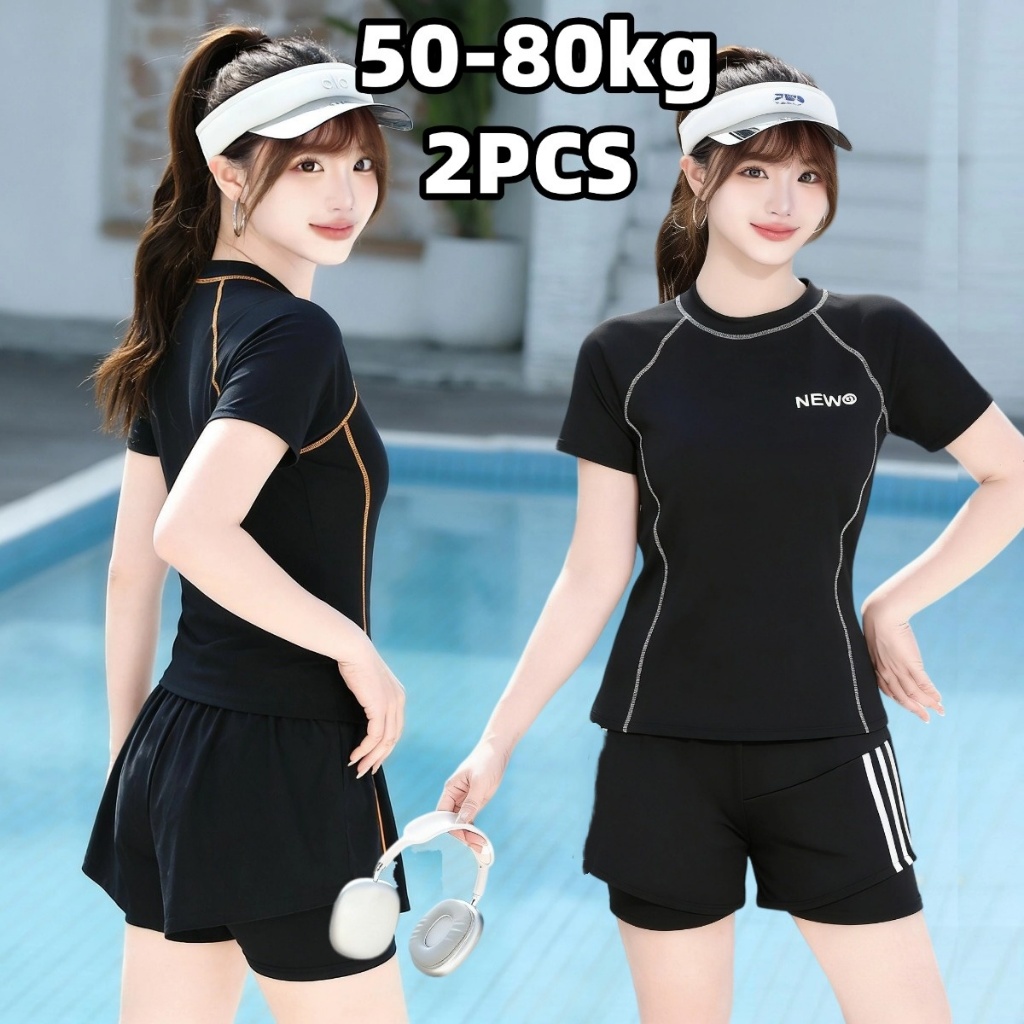 🌷50-80KG🌷 ชุดว่ายน้ำคนอ้วน ชุดว่ายน้ําสาวอวบ มีบราในตัว ยืดหยุ่นได้ ผ้าเนื้อดี หลากหลายสไตล์