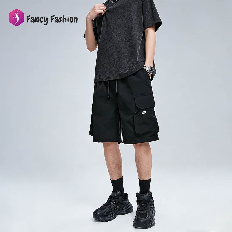 Fancy Fashion L-5XL กางเกงขาสั้นผู้ชายฤดูร้อนแฟชั่นหลวมขนาดบวกกางเกงขาสั้นคาร์โก้หลายกระเป๋าลำลอง