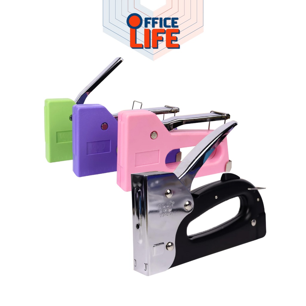 VEE (วี) เครื่องยิงบอร์ด ยิงป้ายประกาศ ผ้าใบ Gun Tacker รุ่น VB-4101 / VB-4191 ( 1 เครื่อง คละสี )