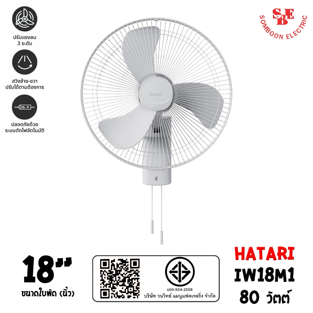 HATARI พัดลมอุตสาหกรรม ขนาดใบพัด 18นิ้ว รุ่น IW18M1