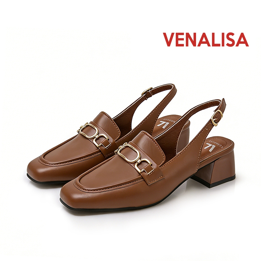 Venalisa ส้นสูง รองเท้าแตะ หนังแท้ หนัง เหมาะสำหรับงานออฟฟิศ 2 นิ้ว รองเท้าหนังฝรั่งเศส การสำเร็จการ