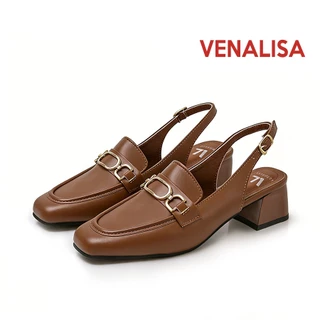 Venalisa ส้นสูง รองเท้าแตะ หนังแท้ หนัง เหมาะสำหรับงานออฟฟิศ 2 นิ้ว รองเท้าหนังฝรั่งเศส การสำเร็จการ