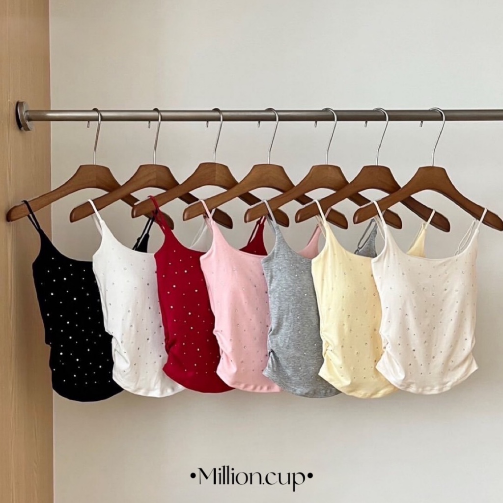 สายเดี่ยวติดเพชร สายเดี่ยวเข้ารูปติดแกรม สายเดี่ยวมีบราในตัว