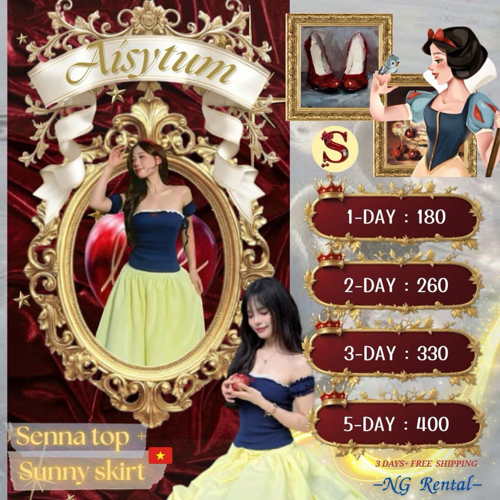 [ให้เช่าชุด]คิวว่าง04/07 Aisytum - Senna Top + Sunny Skirt เซ็ตชุดสโนว์ไวท์ 🍎 งานแบรนด์เวียดนามแท้ 🇻🇳 ไซส์ S