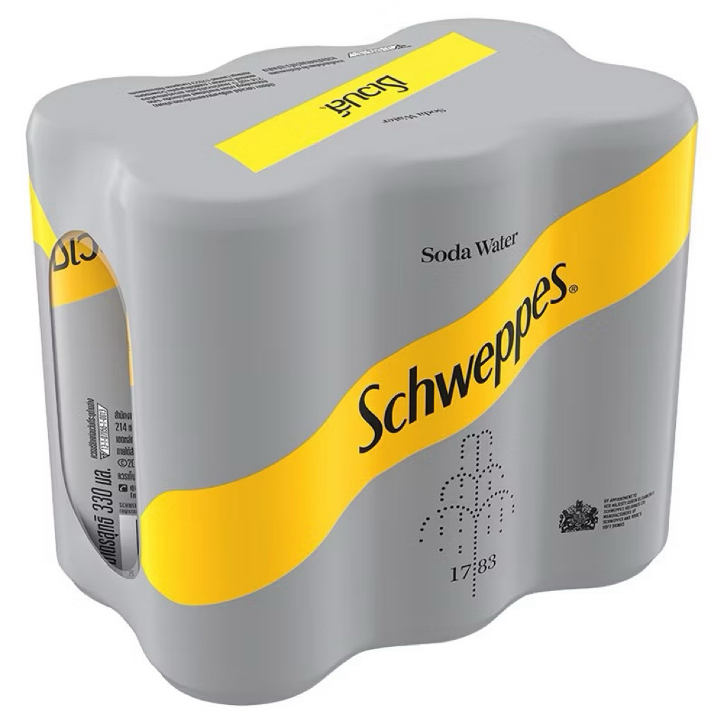 Schweppes ชเวปส์ น้ำโซดา ขนาด 330 มล. x 6 กระป๋อง