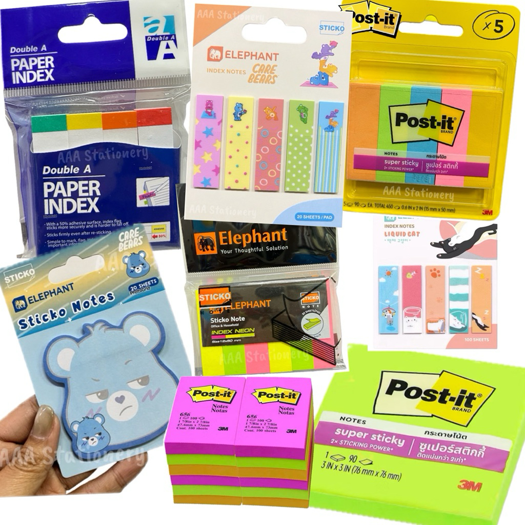 ทุกแบบ❗️กระดาษโน๊ตกาวในตัว โพสท์อิท Post-it โพสต์อิท film index อินเด็กซ์พลาสติก Sticky Notes ดัชนีคั่นหน้า