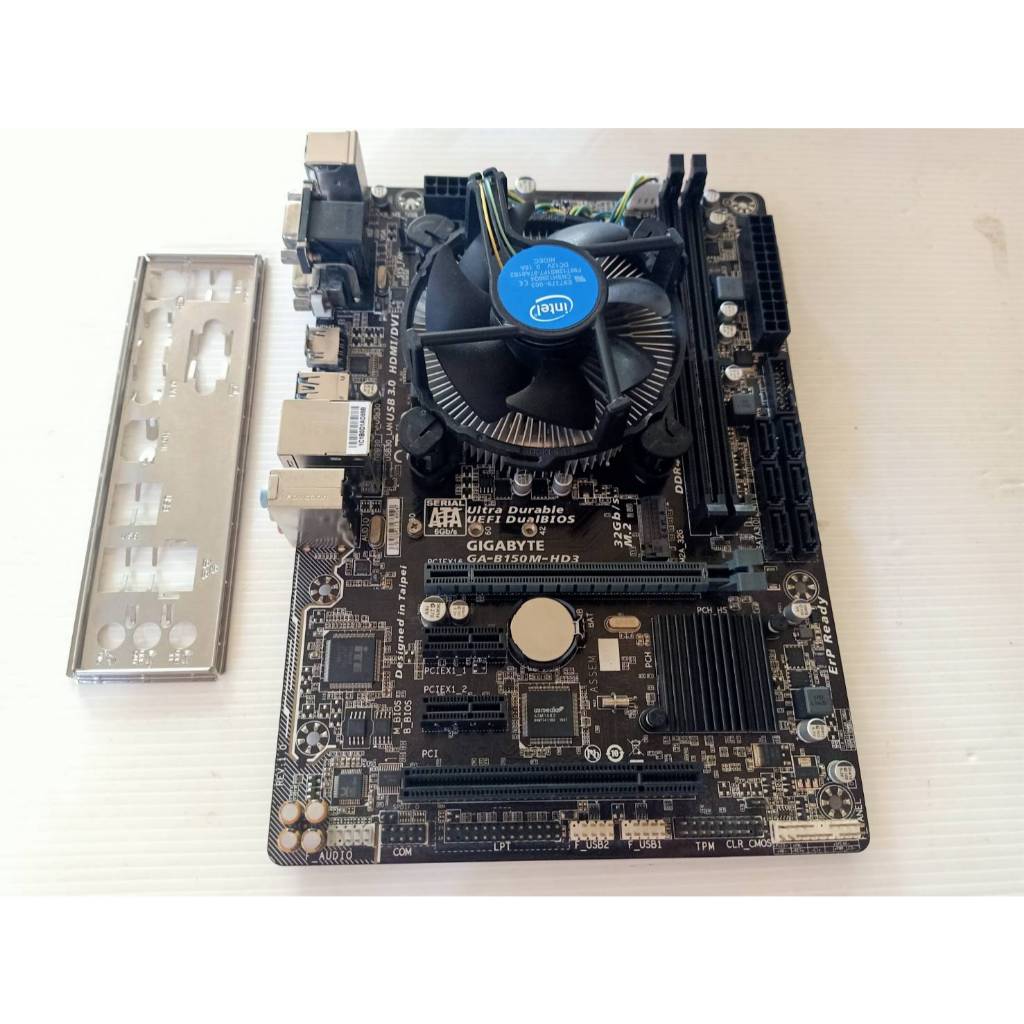 Mainboard 1151 Gigabyte GA-B150M-HD3 M.2 พร้อมฝาหลัง + CPU INTEL Core i5-7500 พร้อมซิงค์พัดลมอินเทล