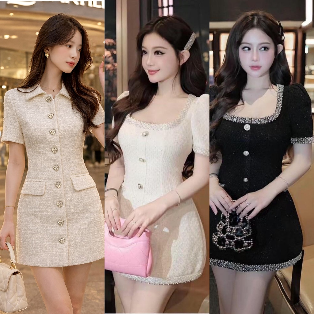 ❣️พร้อมส่ง📌 STYLISTA มินิเดรสผ้าทวีดสุดหรู ใส่ออกงาน งานบวช แฟนนาค ออกเดท คาเฟ่