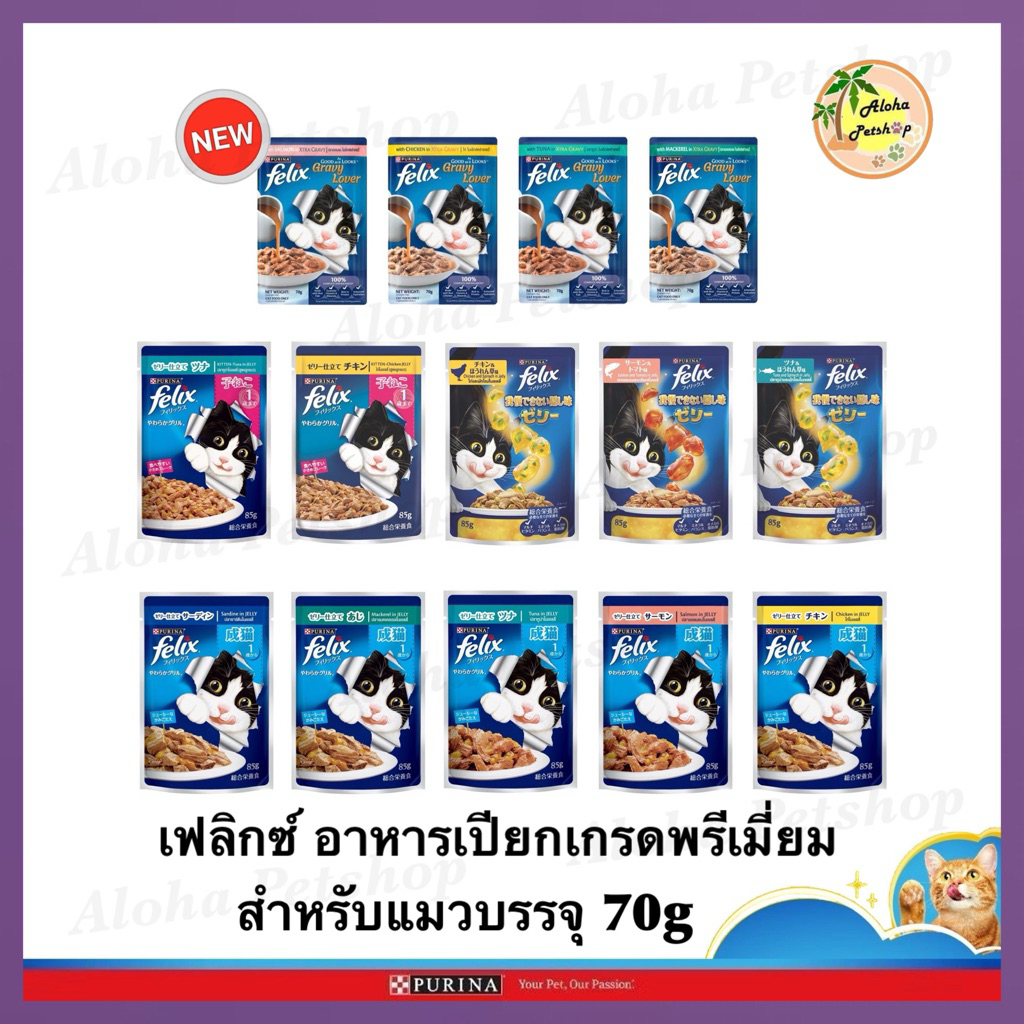 Purina Felix Cat Pouch ❤️🐱 เฟลิกซ์ โดยเพียวริน่า อาหารเปียกแมวเกรดคุณภาพบรรจุ 70g