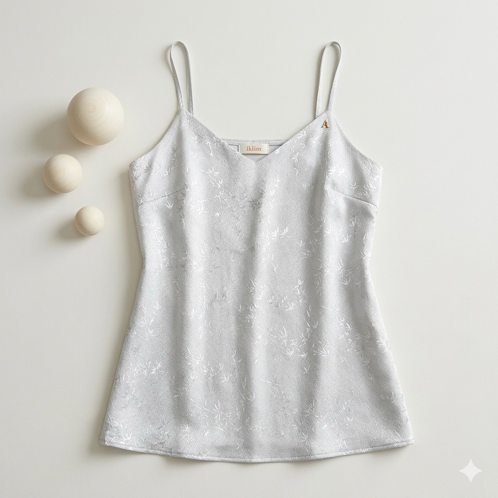 เสื้อสายเดี่ยวสีเทา​สไตล์มินิมอล แบรนด์ IKLIM สายปรับได้