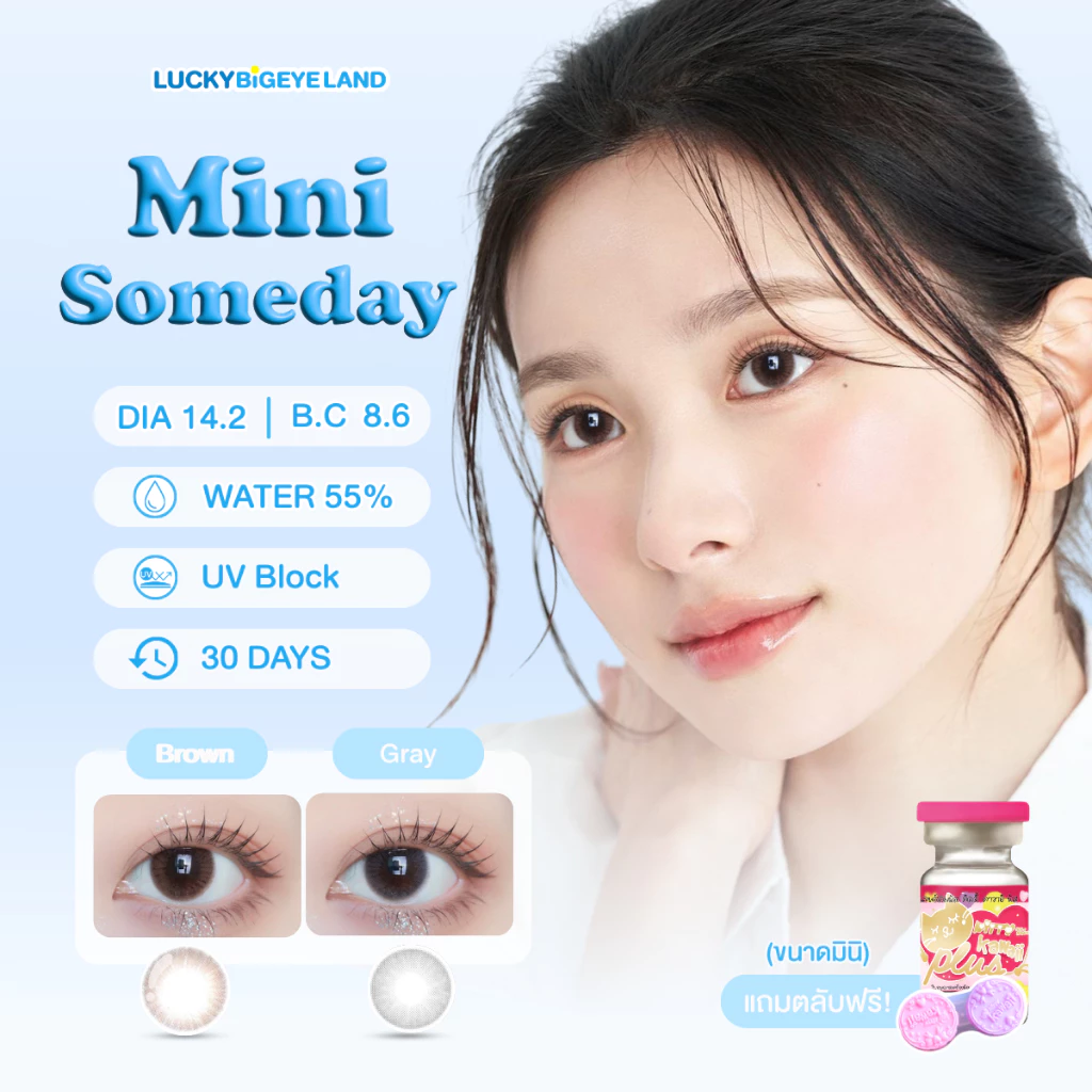 คอนแทคเลนส์ Mini Someday Brown/ Gray (Kitty Kawaii) ขนาดมินิ 🌷 ธรรมชาติ ตาหวาน
