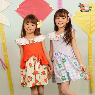 Mix Me ชุดเดรสกระโปรง แต่งปกหยักผ้าทวิลเลเซอร์ปักดอกไม้  ผ้า…