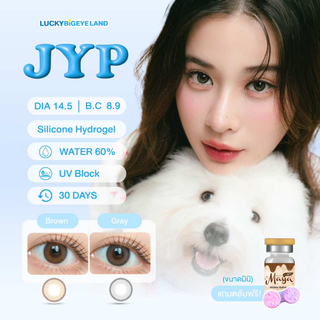 รุ่นเก้า เลนส์ซิลิโคนไฮโดรเจล ⭐️ คอนแทคเลนส์ JYP Brown / Gray (Mayalens) ขนาดมินิ 💙 ค่าอมน้ำสูง