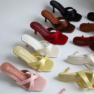 YOURSHOES B15 / รองเท้าส้นสูง 3นิ้ว รองเท้าผ้าซาติน รองเท้าอ…