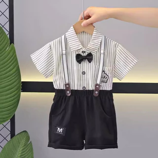 Babyonline(Y518)2K6 (ส่งด่วน1วัน)ชุดเอี๊ยมเสื้อแขนสั้นกางเกงขาสั้น สำหรับเด็กผู้ชายระบายอากาศได้ดี
