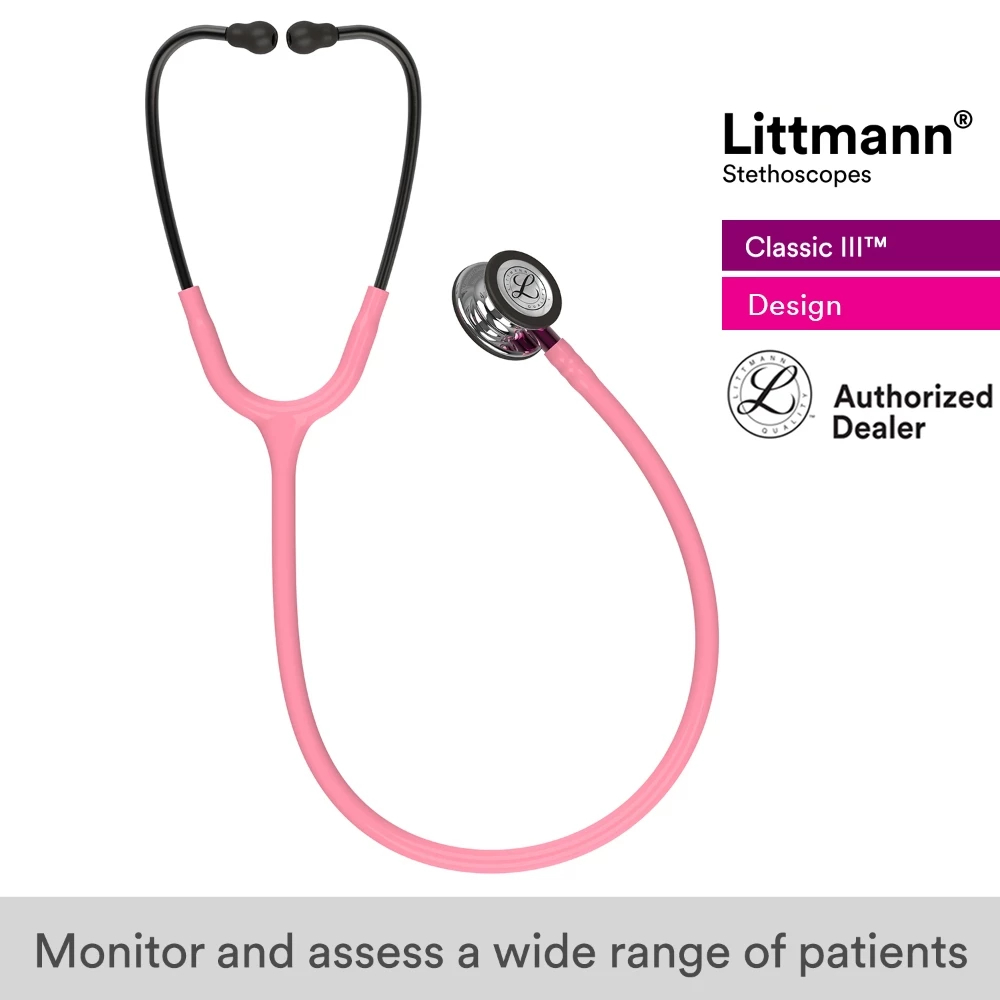 Littmann Classic III 27 inch, #5962 (Pearl Pink Tube, Mirror Finish Chestpiece, Pink Stem)