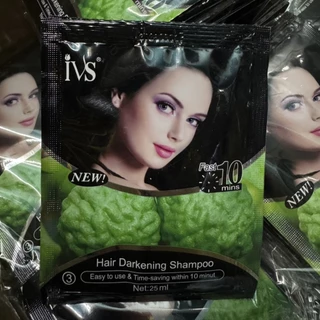 แชมพูย้อมผม IVS สีดำ สูตรมะกรูด แพค10ซอง แชมพูเปลี่ยนสีผมแบบซอง