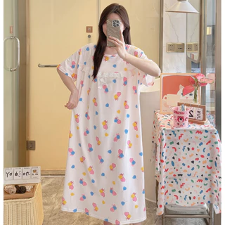 800 Mmeimei ชุดนอนกระโปรงสาวอวบ ผ้ายืด ทิ้งตัว **ไม่มีฟองน้ำ** ลายน่ารักๆ (สินค้าพร้อมส่ง)