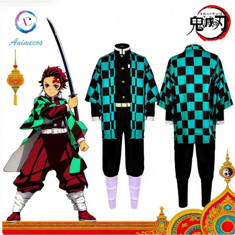 ประเทศไทย Demon Slayer คอสตูมคอสเพลย์ Kamado Tanjiro เครื่องแต่งกายสำหรับเด็ก เครื่องแต่งกาย เครื่องแบบ