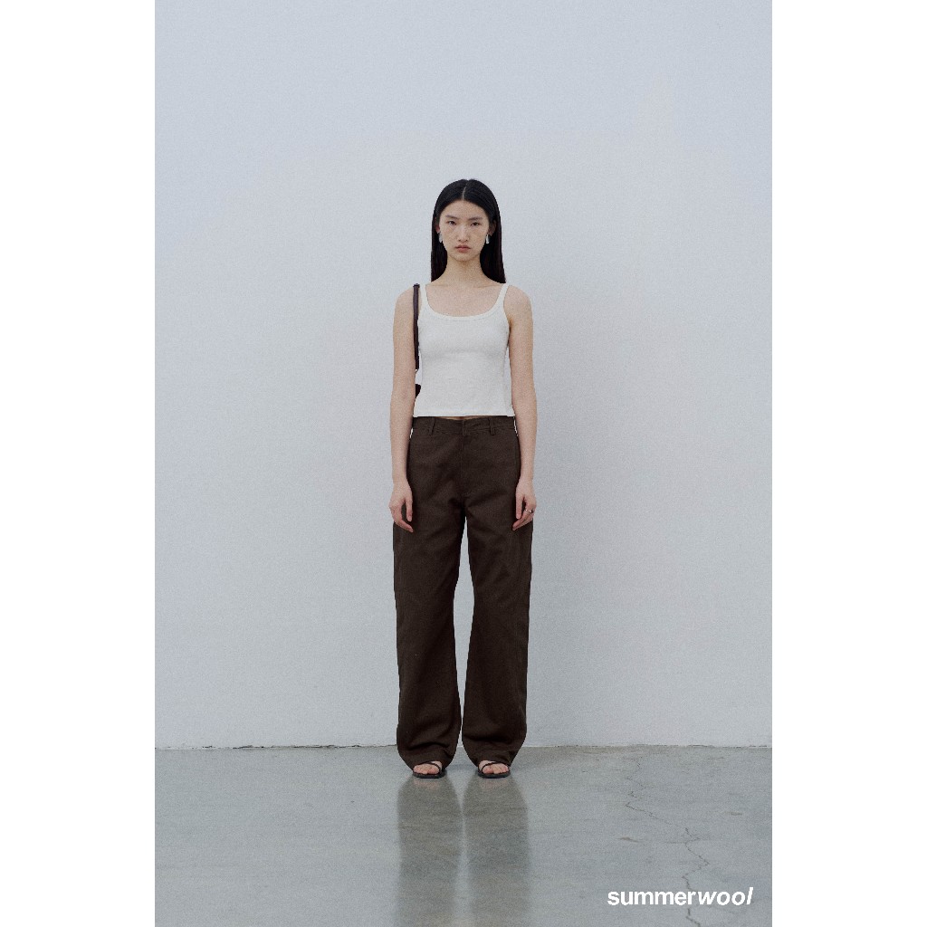SUMMERWOOL – Jaye Pants: Dark Choco Straight Leg Trousers กางเกงขายาวสีน้ำตาลช็อคโก ทรงตรง