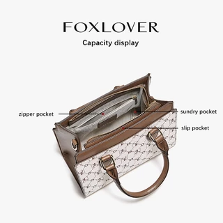 FOXLOVER กระเป๋าสะพายไหล่ดีไซน์ทันสมัยเรียบง่าย กระเป๋าถือหนังแท้ ของขวัญที่สมบูรณ์แบบสำหรับผู้หญิง