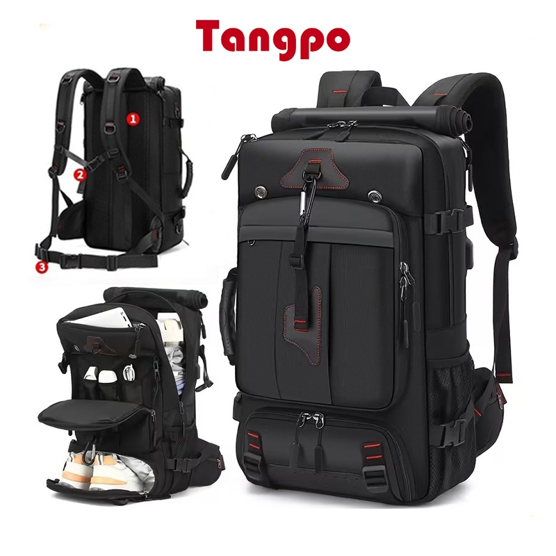 35L/60/80L ความจุขนาดใหญ่กระเป๋าเป้สะพายหลังเดินทาง อเนกประสงค์ Roll-top 17 นิ้ว Bagpack