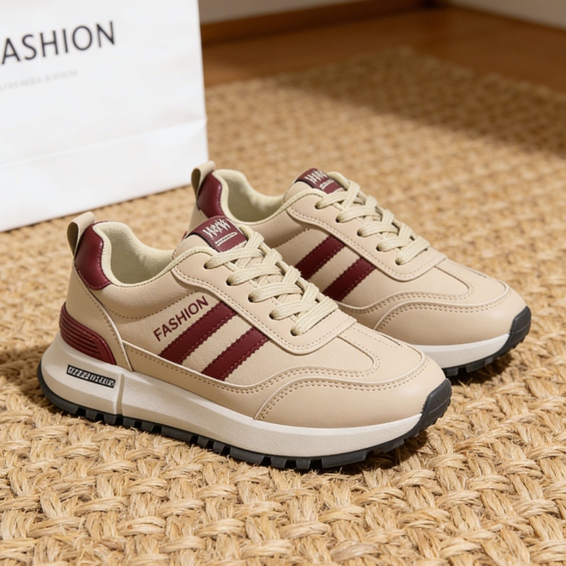 Fshoes รองเท้าวิ่งผู้หญิงส้นหนา พื้นในนุ่ม นุ่มเด้งไม่ยุบตัว ไม่เมื่อยขา กันลื่น ทนทาน เสริมสรีระ