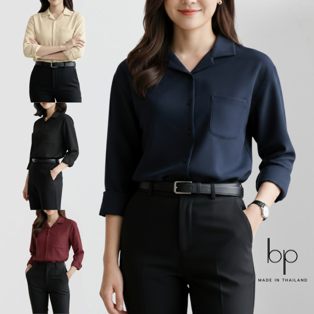 bp เสื้อเชิ้ตแขนยาว7สี คอปก ผ้าไหมอิตาลี ไซส์M-4XLพร้อมส่ง