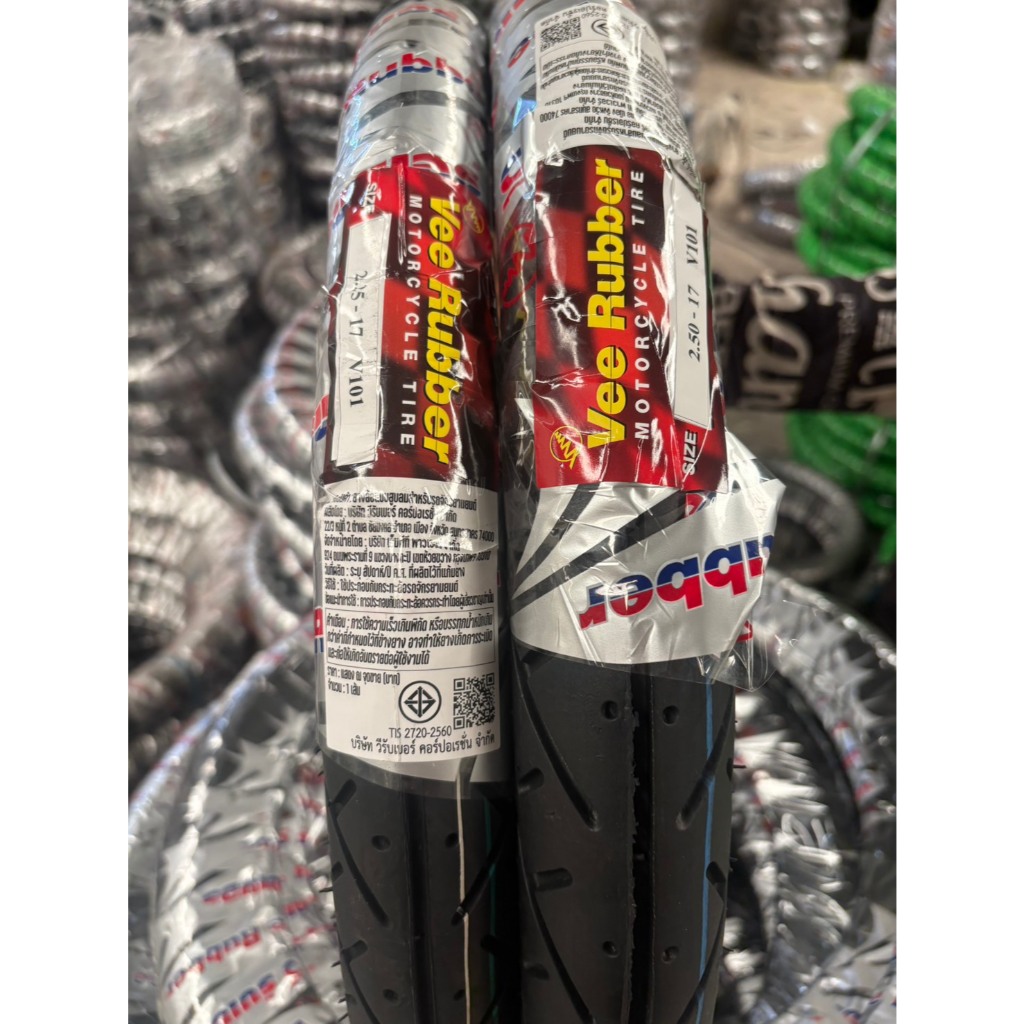 ยางมอเตอร์ไซค์ Vee Rubber รุ่น VRM431 ขนาด 90/80-14 (DA)ปี24 , 100/90-14ปี23 ยางใหม่ T/L