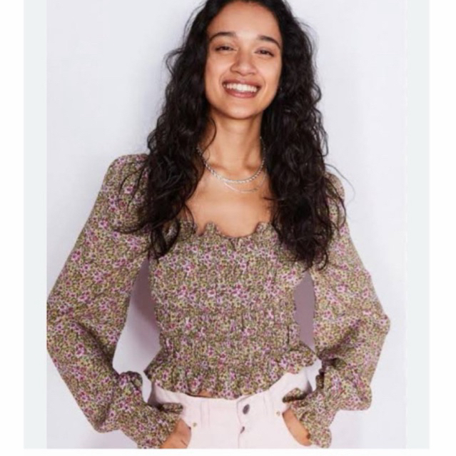 h&m floral crop top สม๊อค