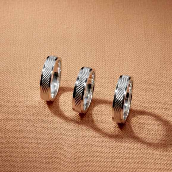 Pachasilver | แหวนเส้นร่อง 5mm แหวนเงินแท้ แหวนมินิมอล แหวนติดมือ แหวนคู่  แหวนUnisex แหวนเรียบ แหวนเงินเกลี้ยง 965 925