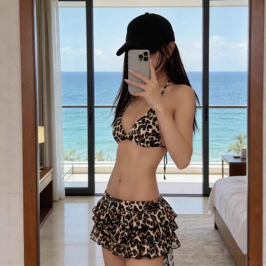 ชุดว่ายน้ำลายเสือ สไตล์ Y2K กระโปรงสั้น บิกินี่ 3 ชิ้น ถ่ายรูปปังมาก ✨ Leopard Swimwear | Ocean Mood ราคา ถูกที่สุด ดีลบีเคเค แกลเลอรีภาพที่ 6